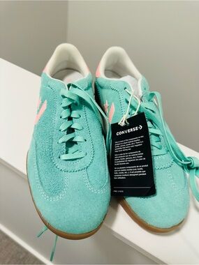 Converse Suede Tennis Sneakers in Mint with Pink Accents NWT